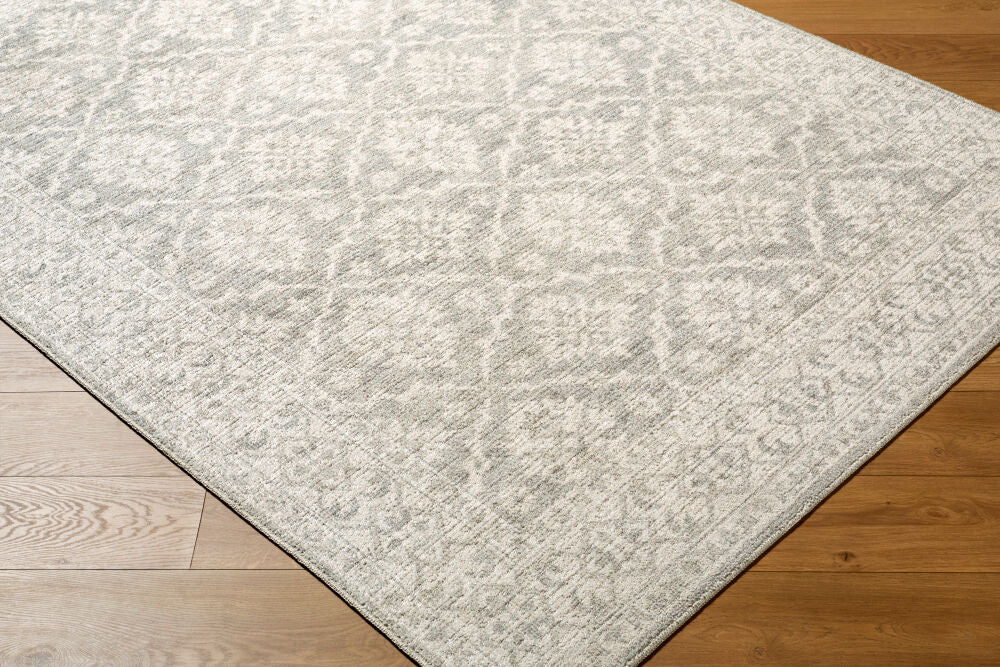 Aram Beige/Light Olive Machine Woven Rug - corner