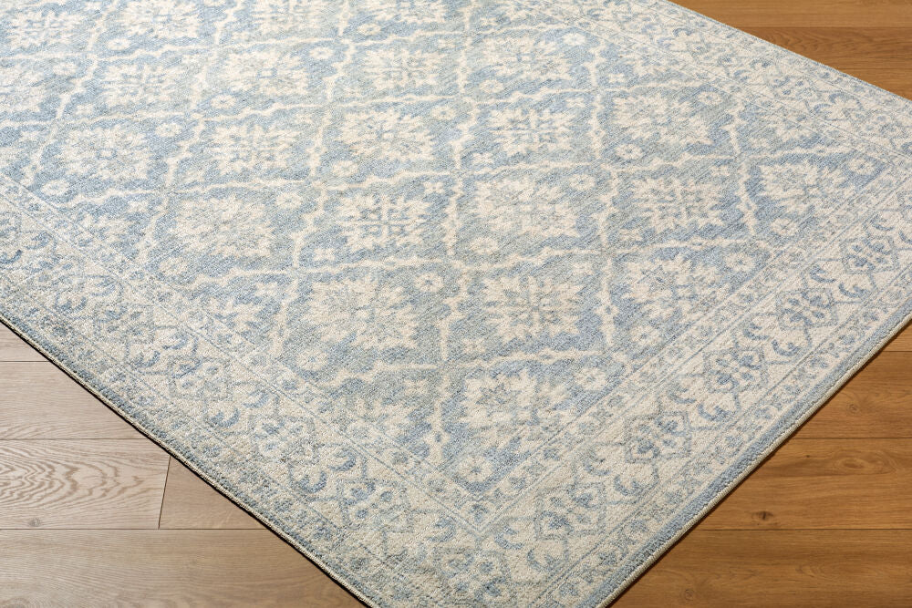 Aram Beige/Pale Blue Machine Woven Rug NBAR-2305 - corner