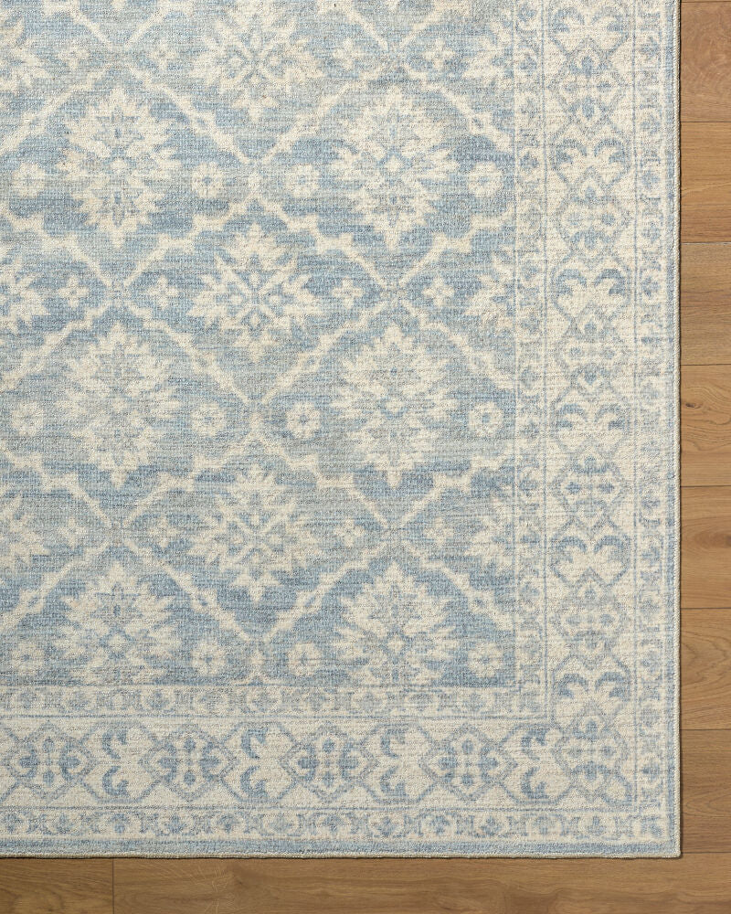 Aram Beige/Pale Blue Machine Woven Rug NBAR-2305 - overhead