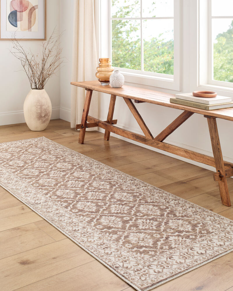 Aram Dark Brown/Oatmeal Machine Woven Rug NBAR-2306 - styleshot