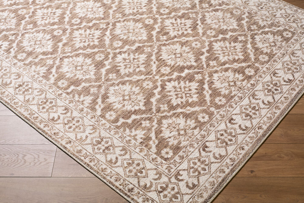Aram Dark Brown/Oatmeal Machine Woven Rug NBAR-2306 - corner