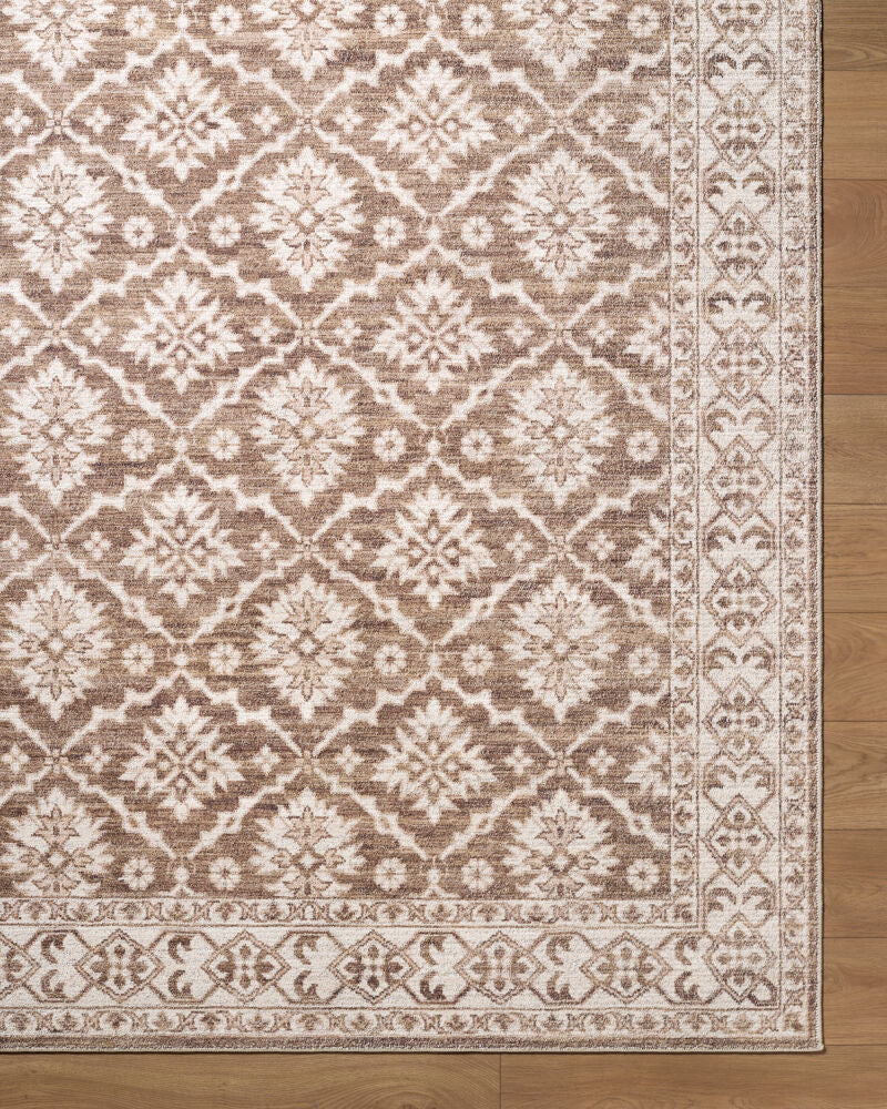 Aram Dark Brown/Oatmeal Machine Woven Rug NBAR-2306 - overhead