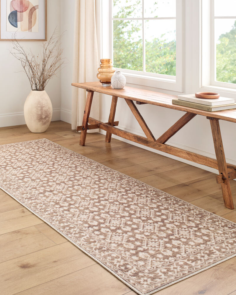 Aram Dark Brown/Oatmeal Machine Woven Rug NBAR-2307 - styleshot