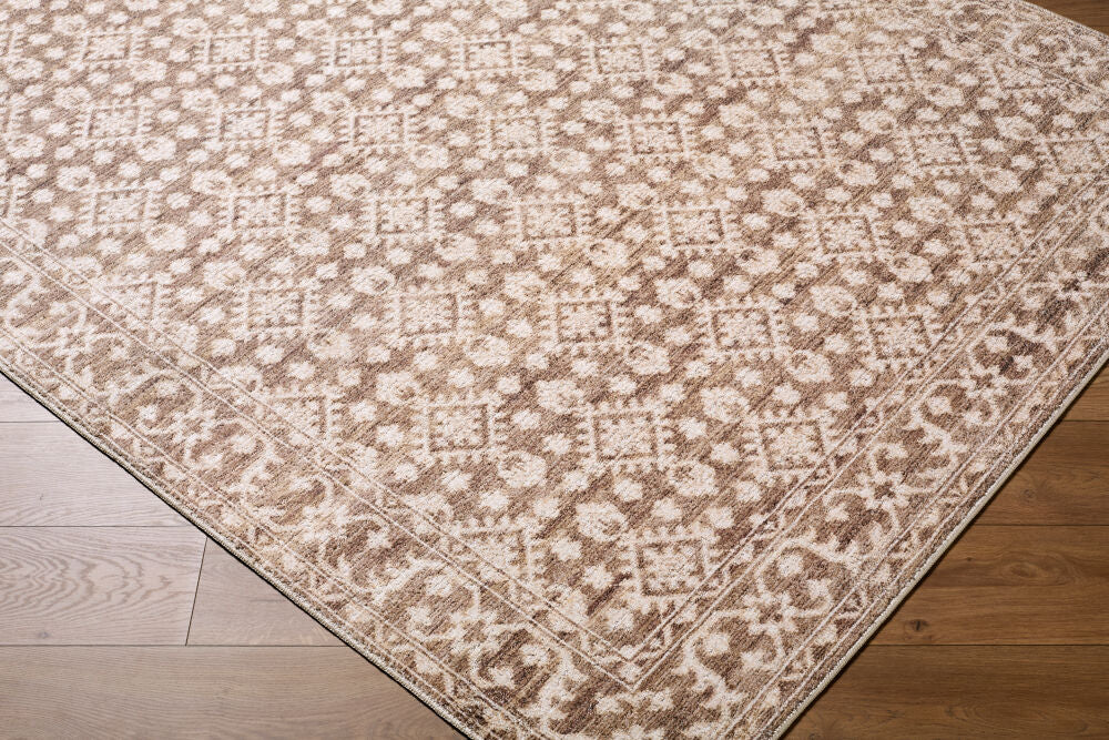 Aram Dark Brown/Oatmeal Machine Woven Rug NBAR-2307 - corner