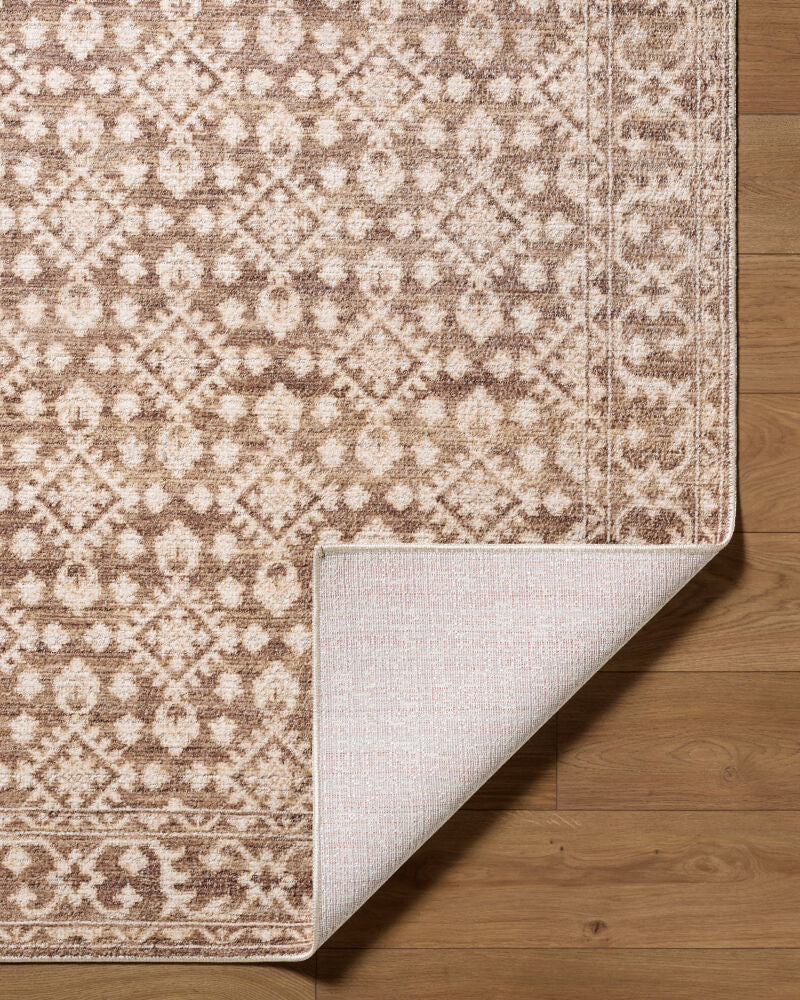 Aram Dark Brown/Oatmeal Machine Woven Rug NBAR-2307 - fold