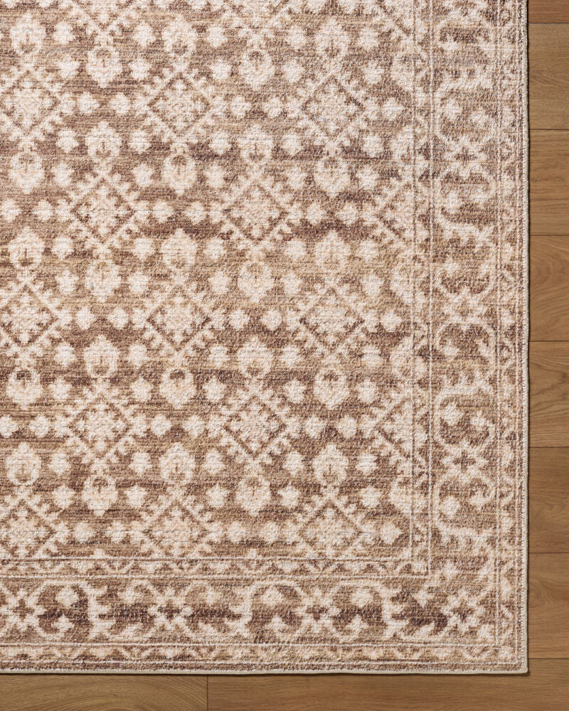 Aram Dark Brown/Oatmeal Machine Woven Rug NBAR-2307 - overhead