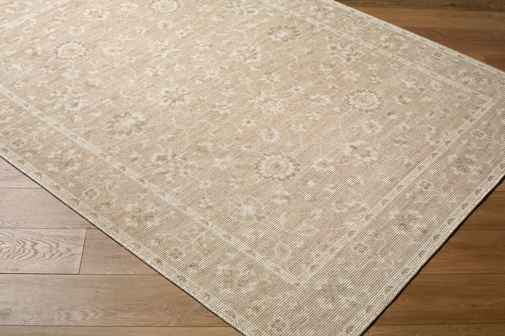 Asha Medium Gray/Off-White Machine Woven Rug - corner