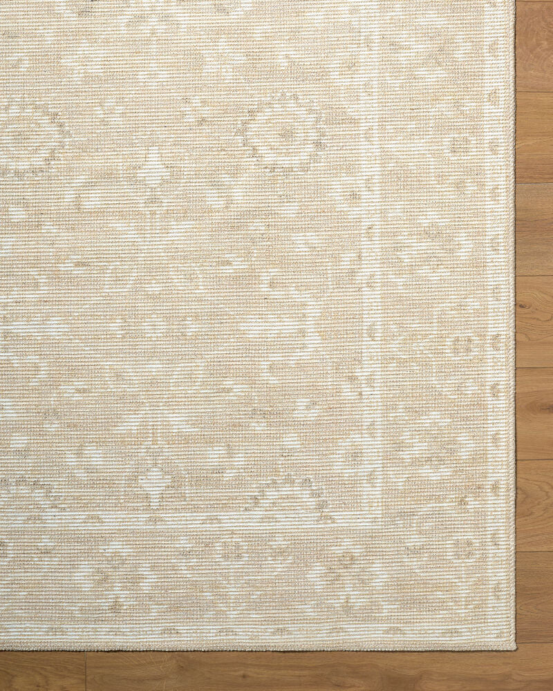 Asha Medium Gray/Off-White Machine Woven Rug - overhead