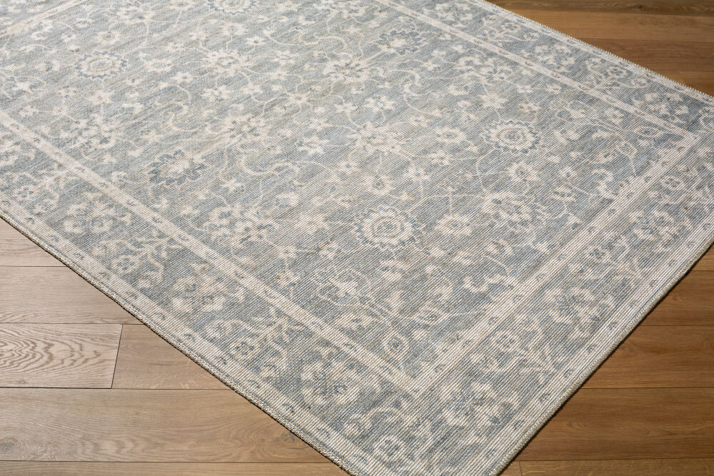 Asha Mustard/Sky Blue Machine Woven Rug NBAS-2302 - corner