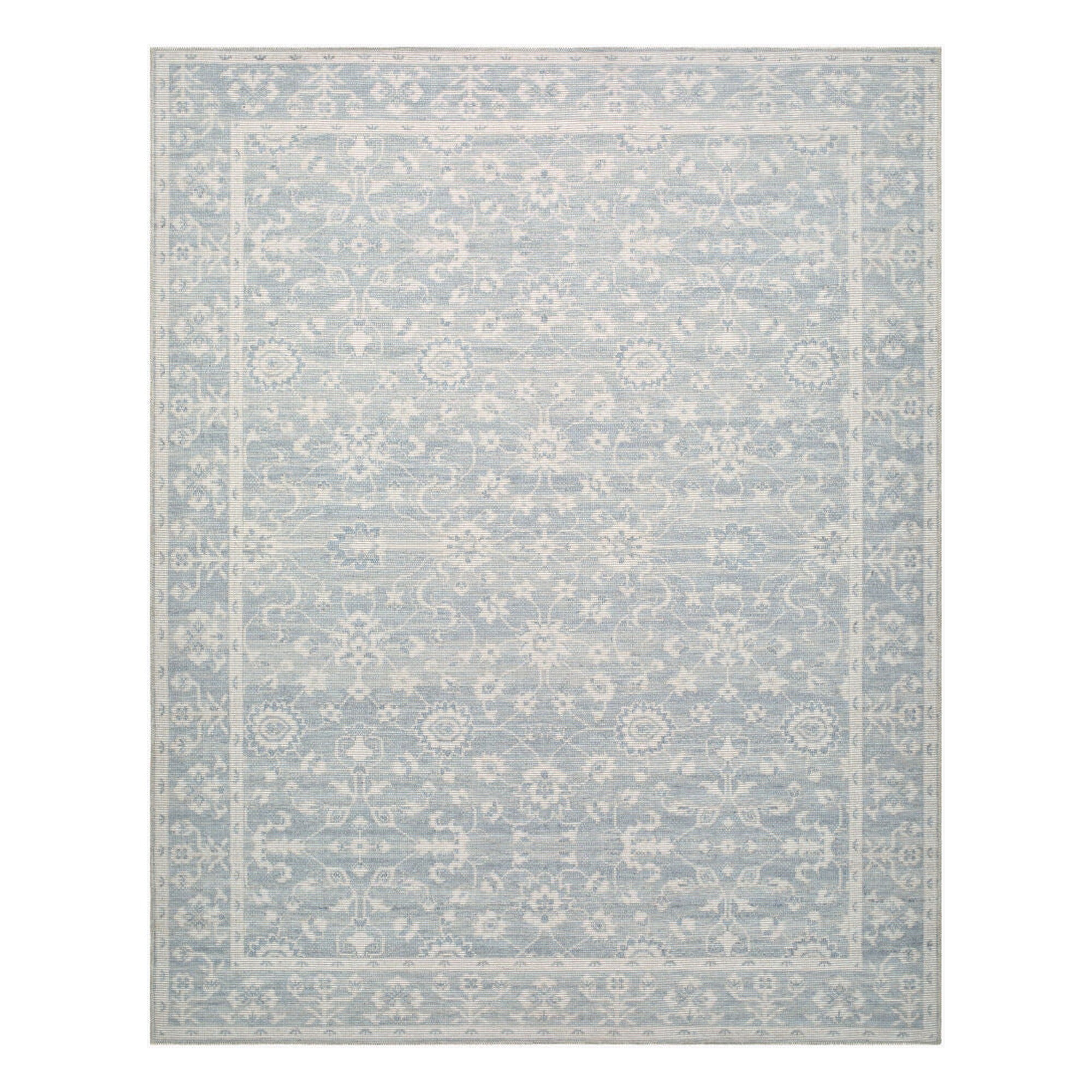 Asha Mustard/Sky Blue Machine Woven Rug NBAS-2302 - 2' x 2'11"