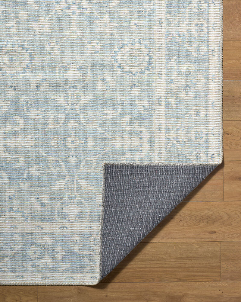 Asha Mustard/Sky Blue Machine Woven Rug NBAS-2302 - fold