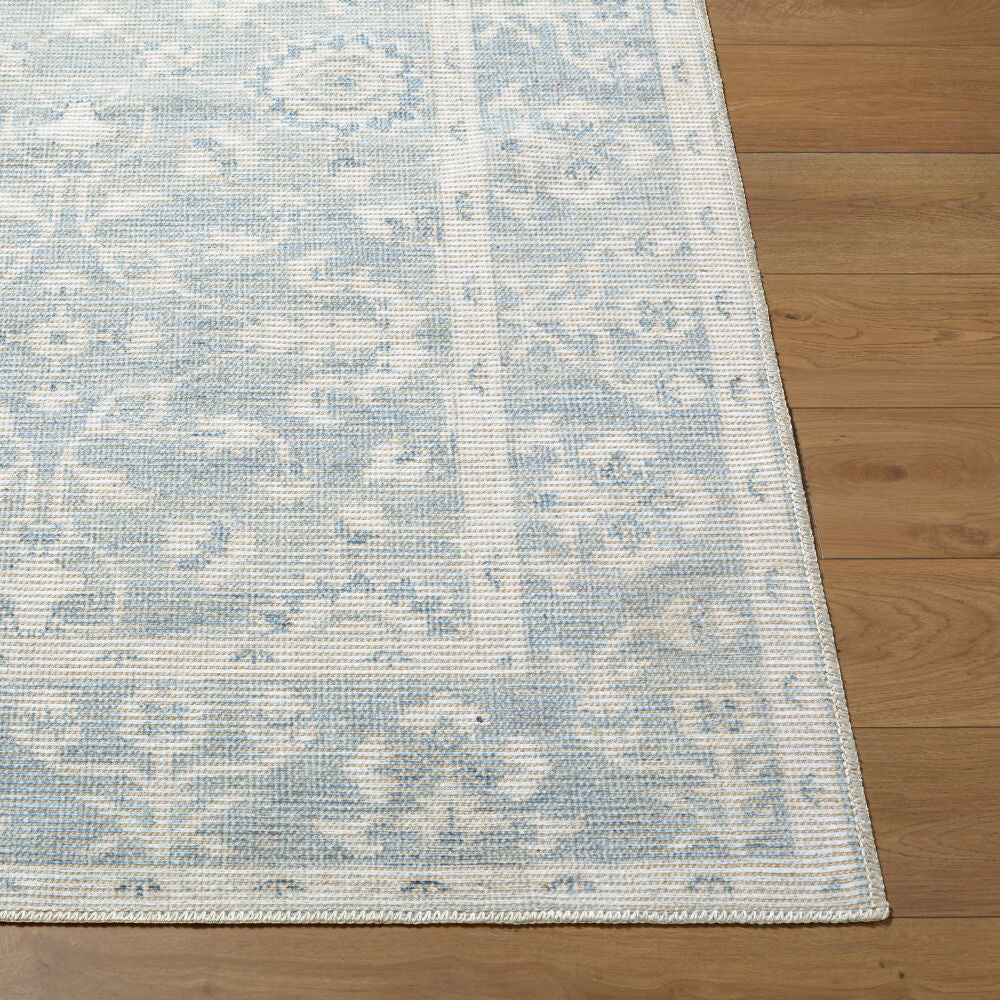 Asha Mustard/Sky Blue Machine Woven Rug NBAS-2302 - front