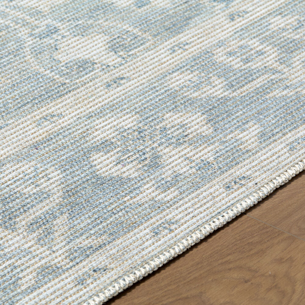 Asha Mustard/Sky Blue Machine Woven Rug NBAS-2302 - texture