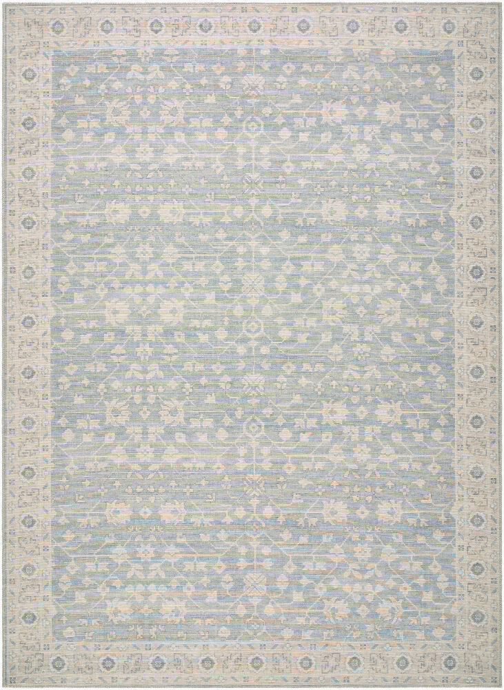 Asha Mustard/Sky Blue Machine Woven Rug NBAS-2304 - 2' x 2'11"