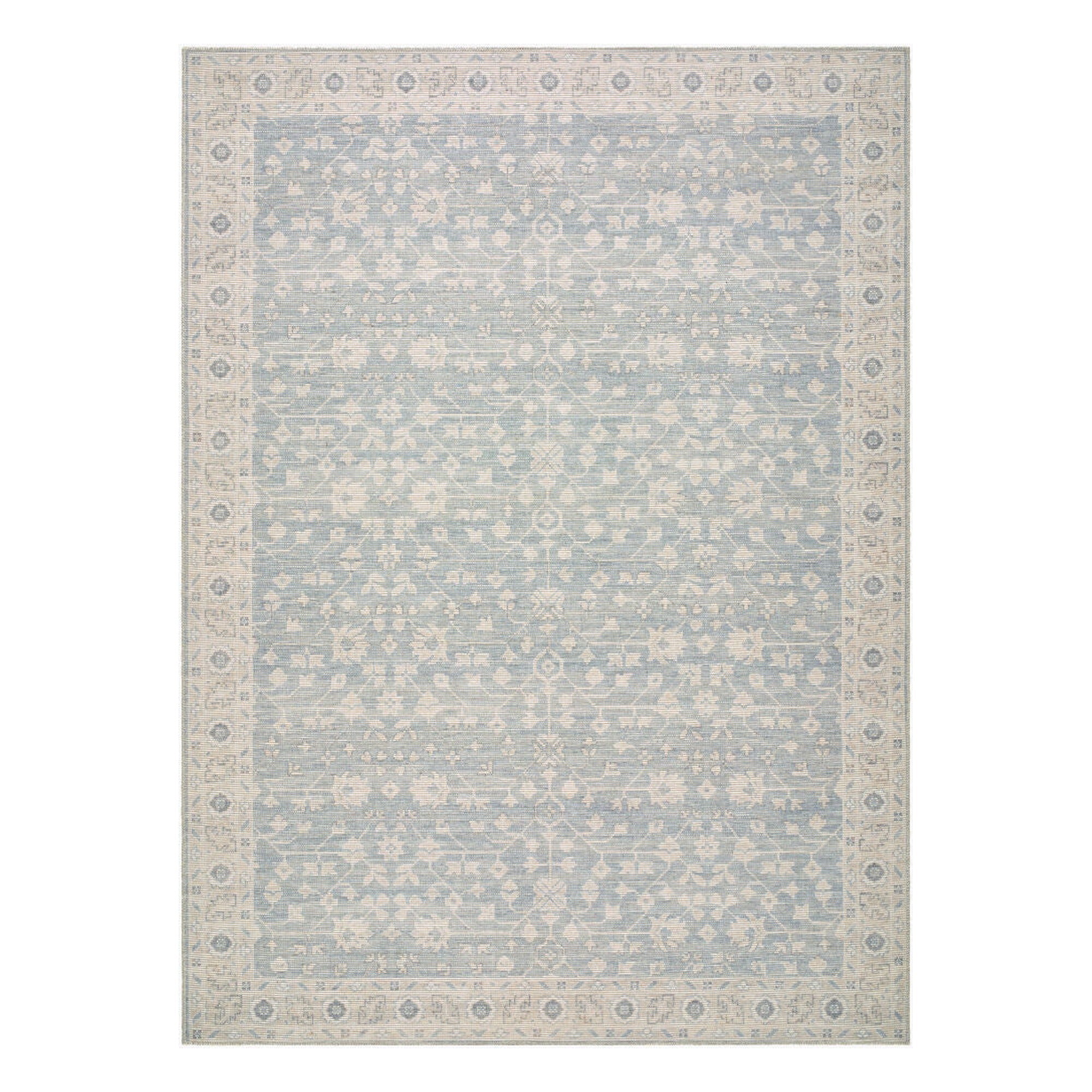Asha Mustard/Sky Blue Machine Woven Rug NBAS-2304 - 2' x 2'11"