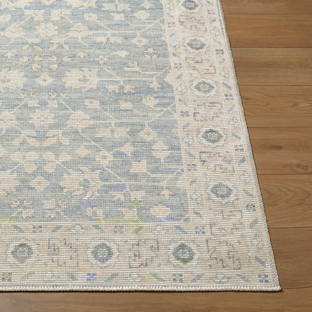 Asha Mustard/Sky Blue Machine Woven Rug NBAS-2304 - front