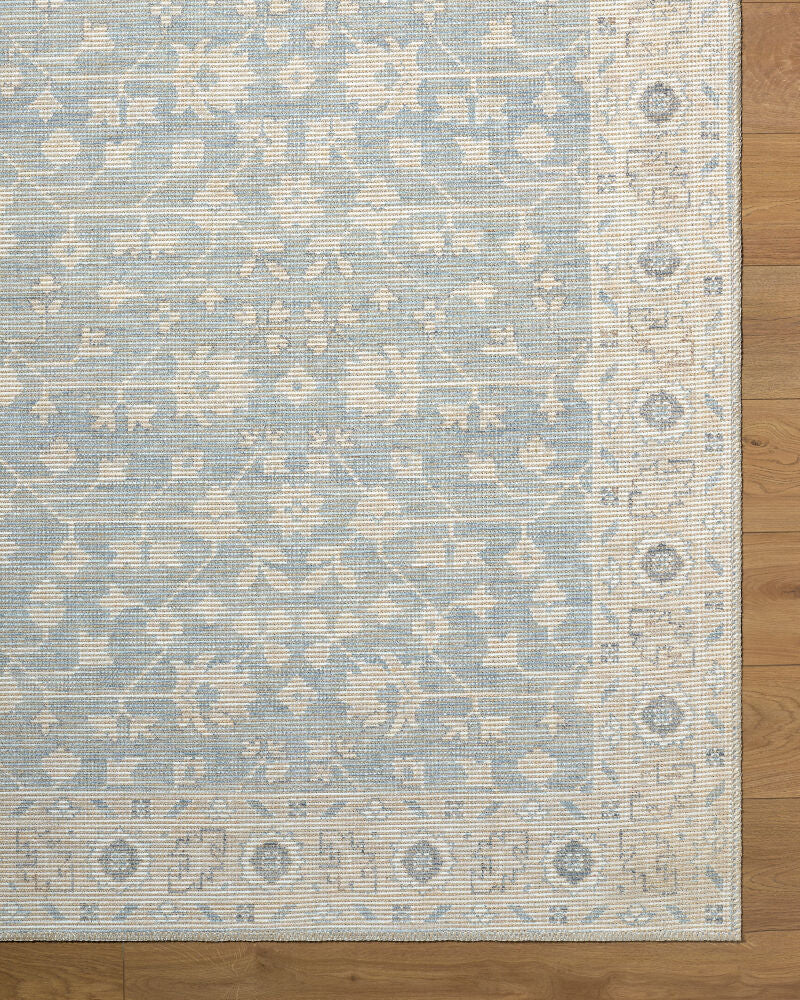 Asha Mustard/Sky Blue Machine Woven Rug NBAS-2304 - overhead