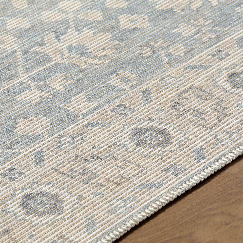 Asha Mustard/Sky Blue Machine Woven Rug NBAS-2304 - texture