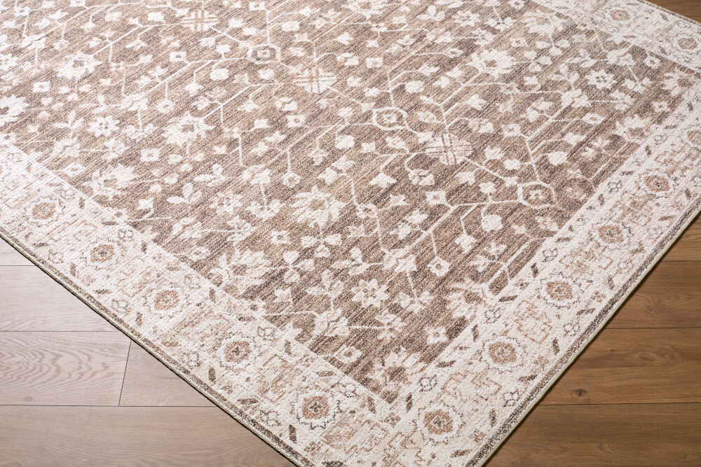 Asha Dark Brown/Oatmeal Machine Woven Rug - corner