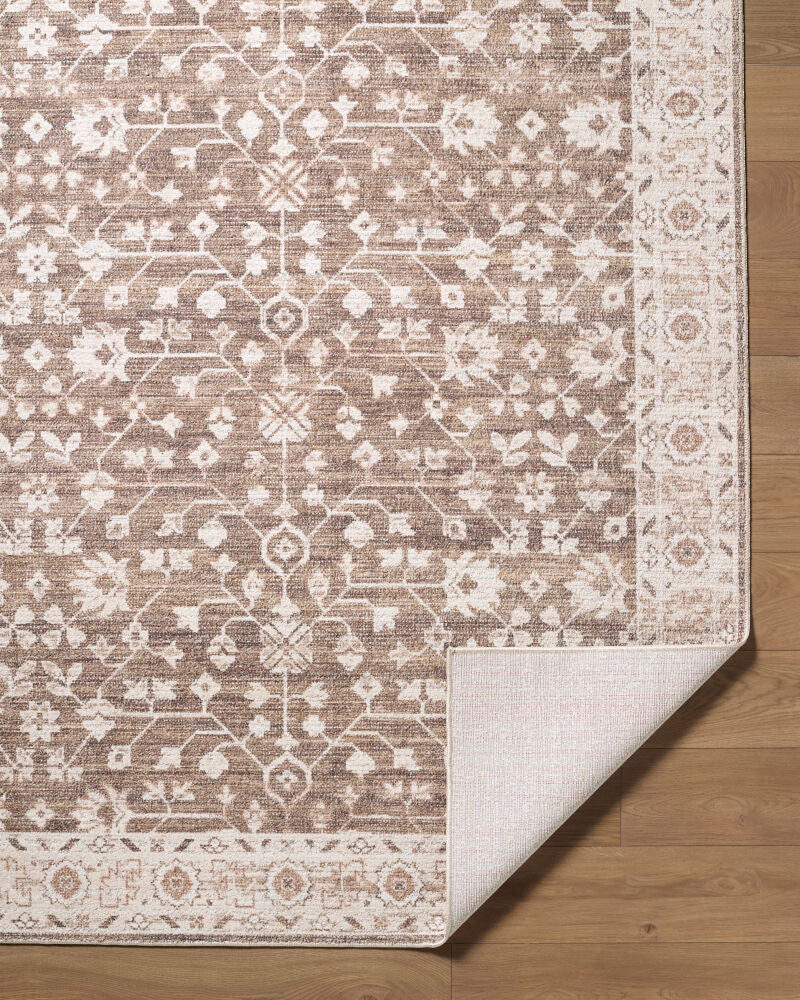 Asha Dark Brown/Oatmeal Machine Woven Rug - fold