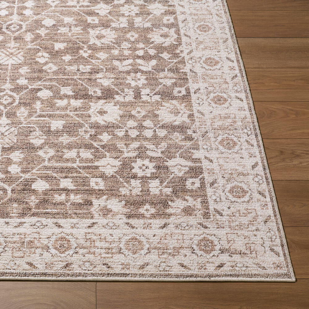 Asha Dark Brown/Oatmeal Machine Woven Rug - front