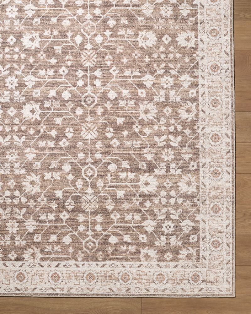 Asha Dark Brown/Oatmeal Machine Woven Rug - overhead