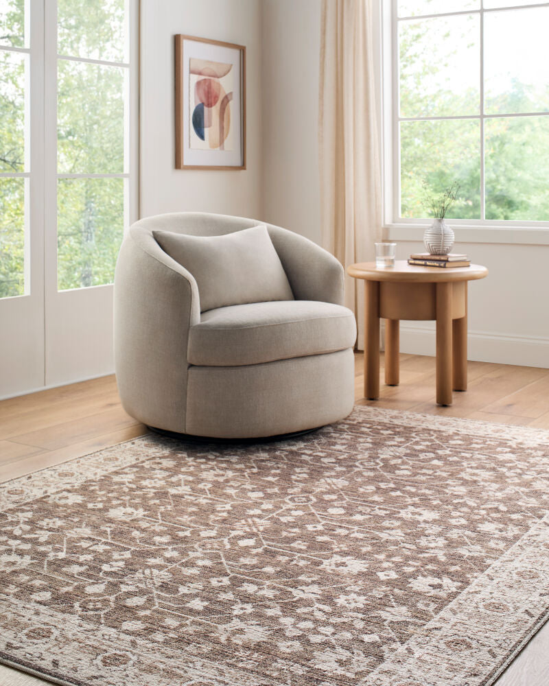 Asha Dark Brown/Oatmeal Machine Woven Rug - styleshot