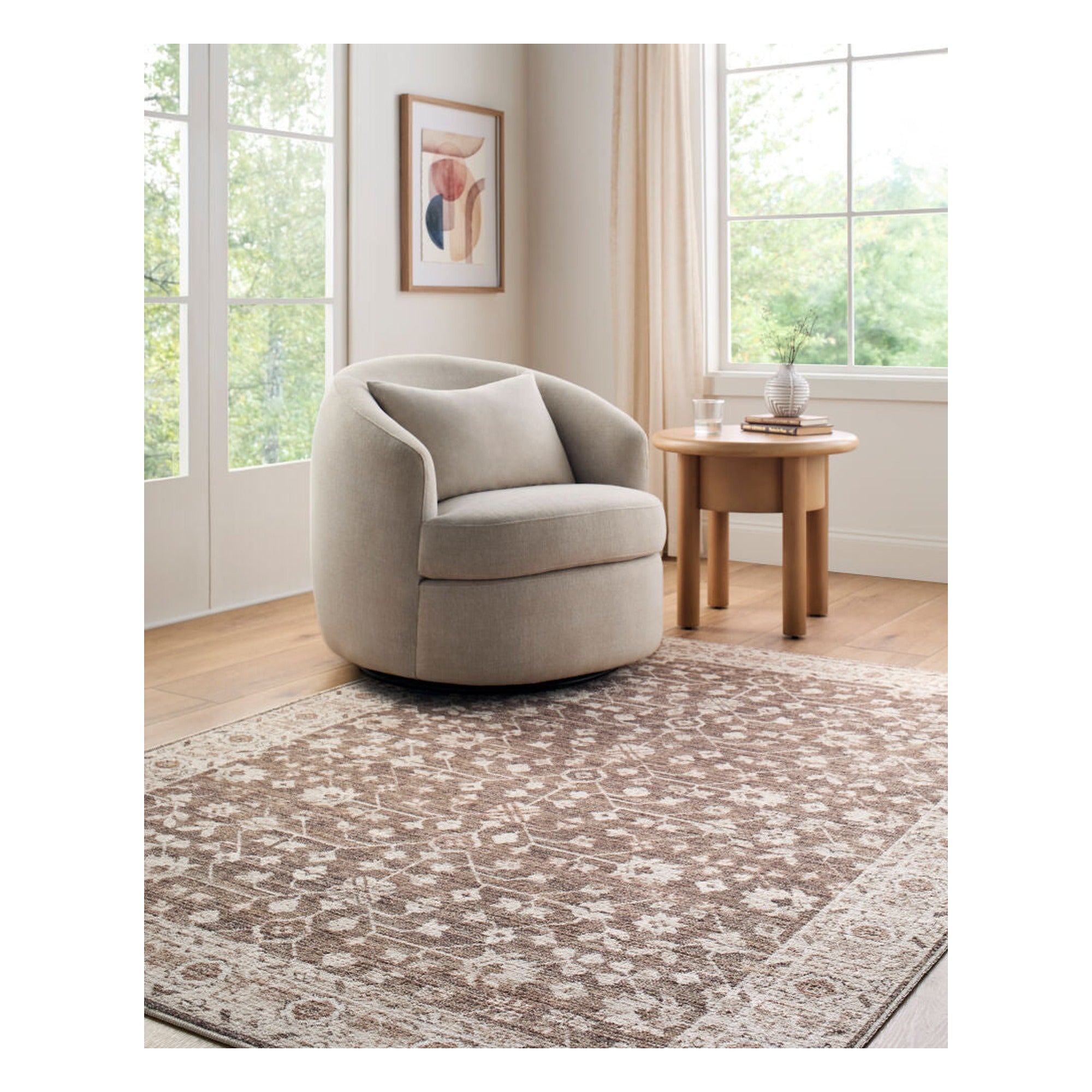 Asha Dark Brown/Oatmeal Machine Woven Rug - styleshot