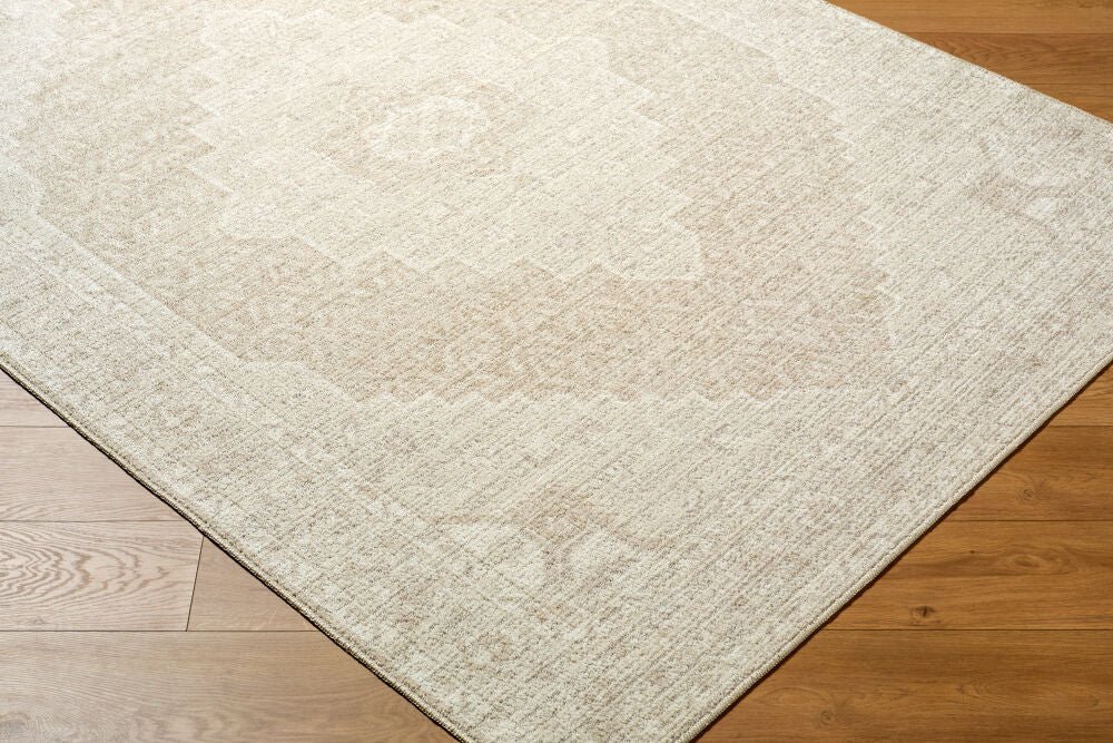 Athiyo Ivory/Tan Machine Woven Rug - corner