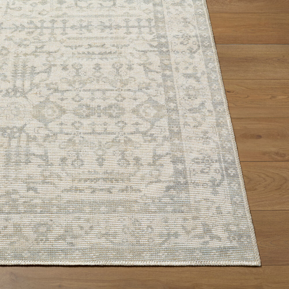 Athiyo Mustard/Sage Machine Woven Rug - front