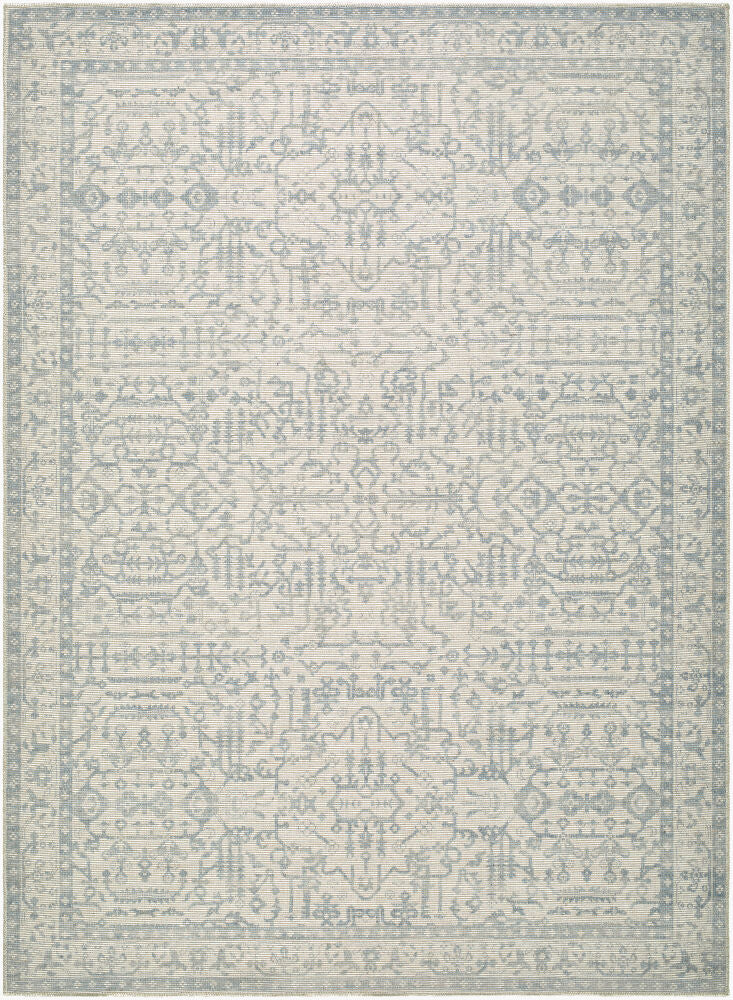 Athiyo Mustard/Sky Blue Machine Woven Rug - 2' x 2'11"