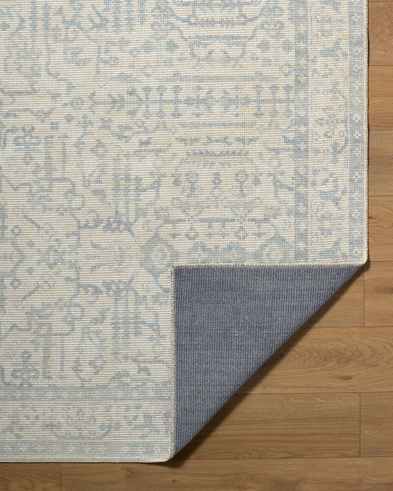 Athiyo Mustard/Sky Blue Machine Woven Rug - fold