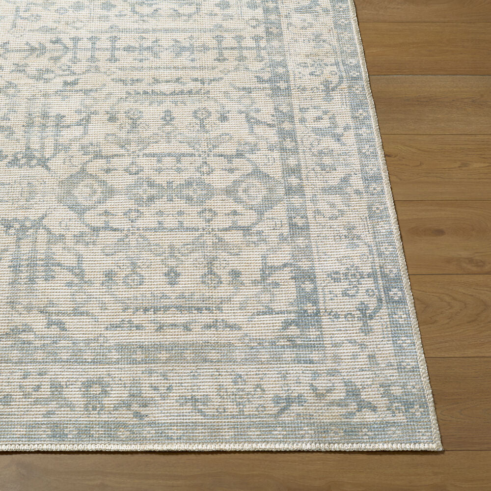 Athiyo Mustard/Sky Blue Machine Woven Rug - front