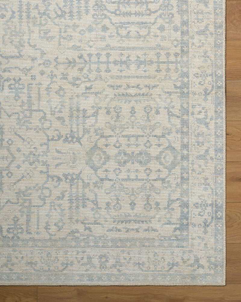 Athiyo Mustard/Sky Blue Machine Woven Rug - overhead