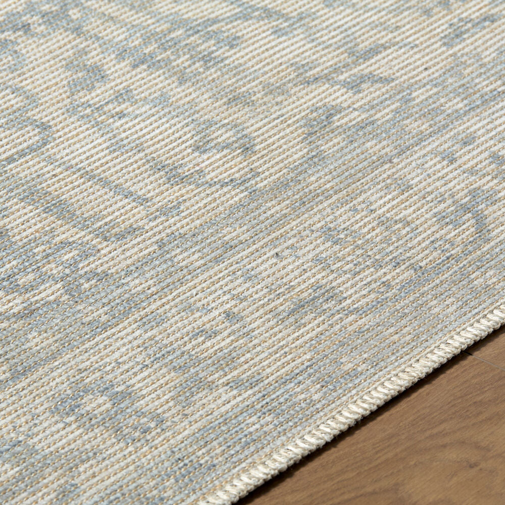 Athiyo Mustard/Sky Blue Machine Woven Rug - texture