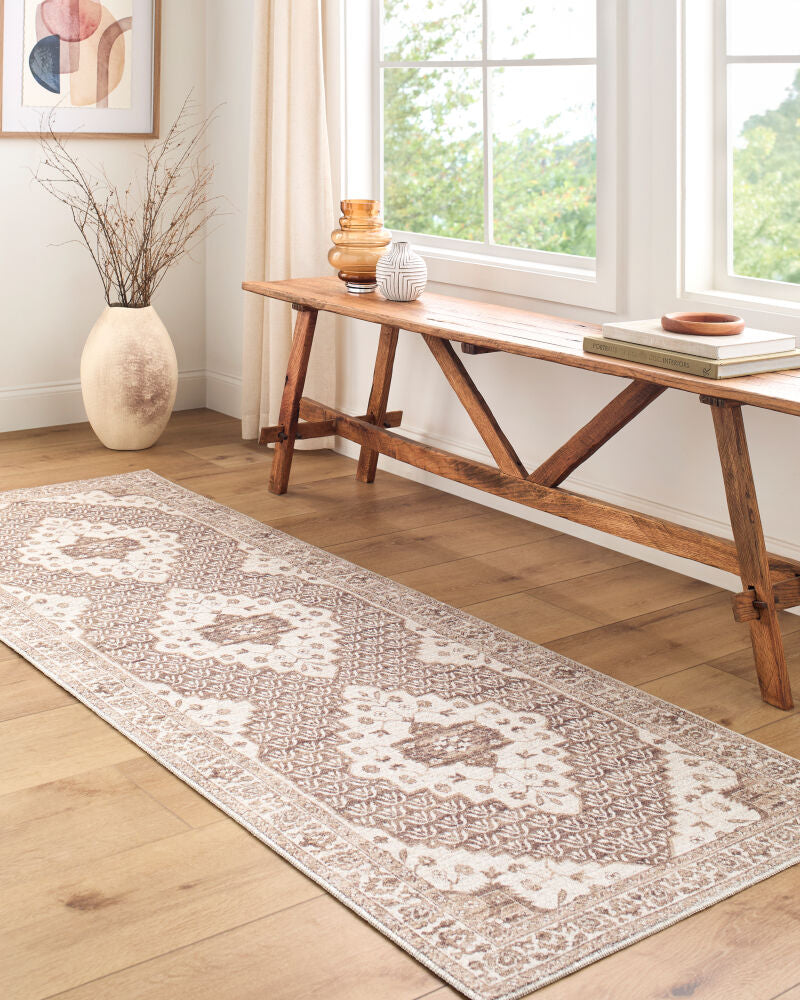 Athiyo Dark Brown/Oatmeal Machine Woven Rug - styleshot