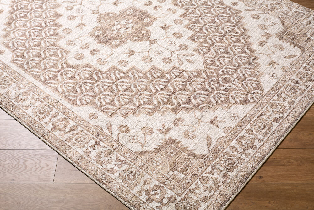 Athiyo Dark Brown/Oatmeal Machine Woven Rug - corner