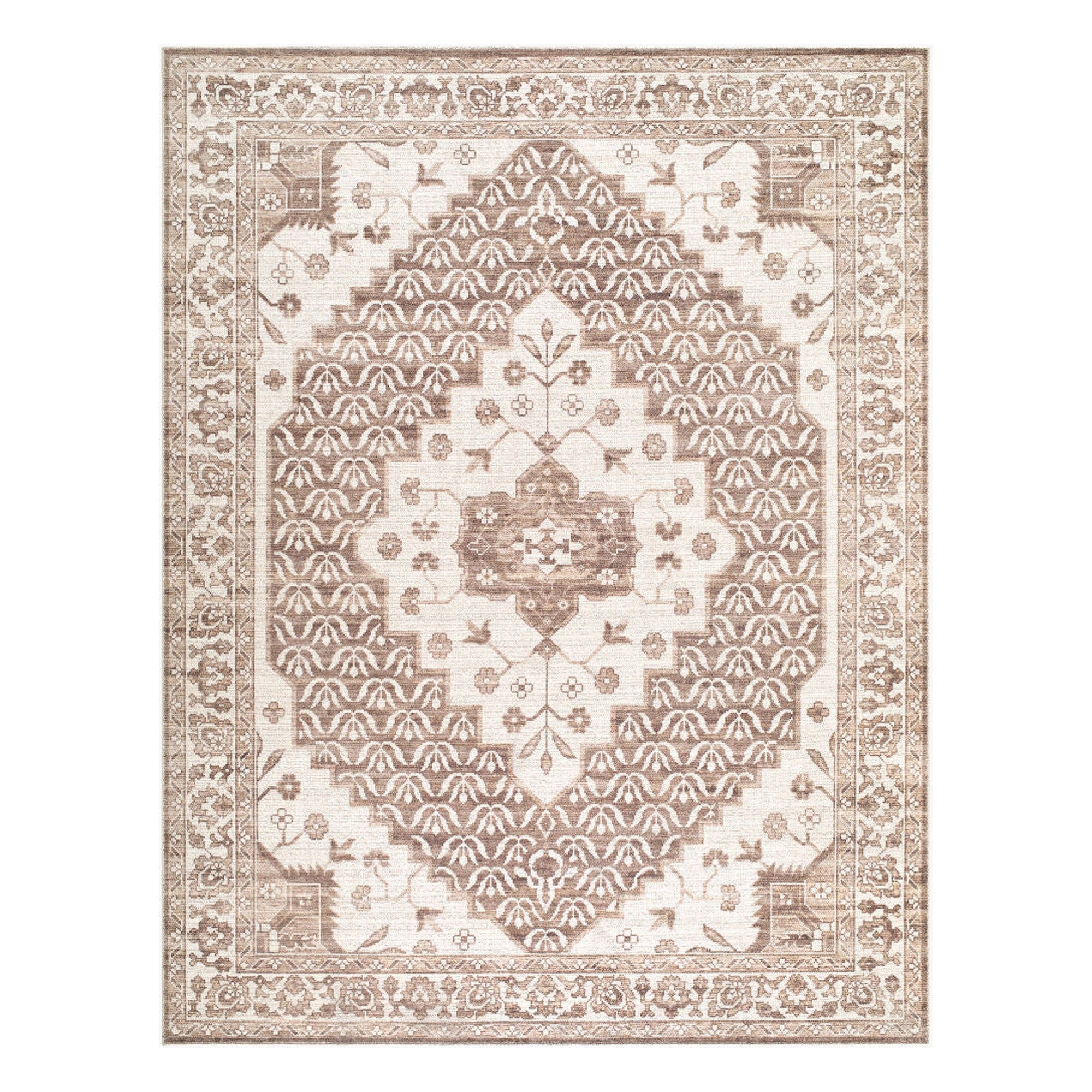 Athiyo Dark Brown/Oatmeal Machine Woven Rug - 1'10" x 2'11"