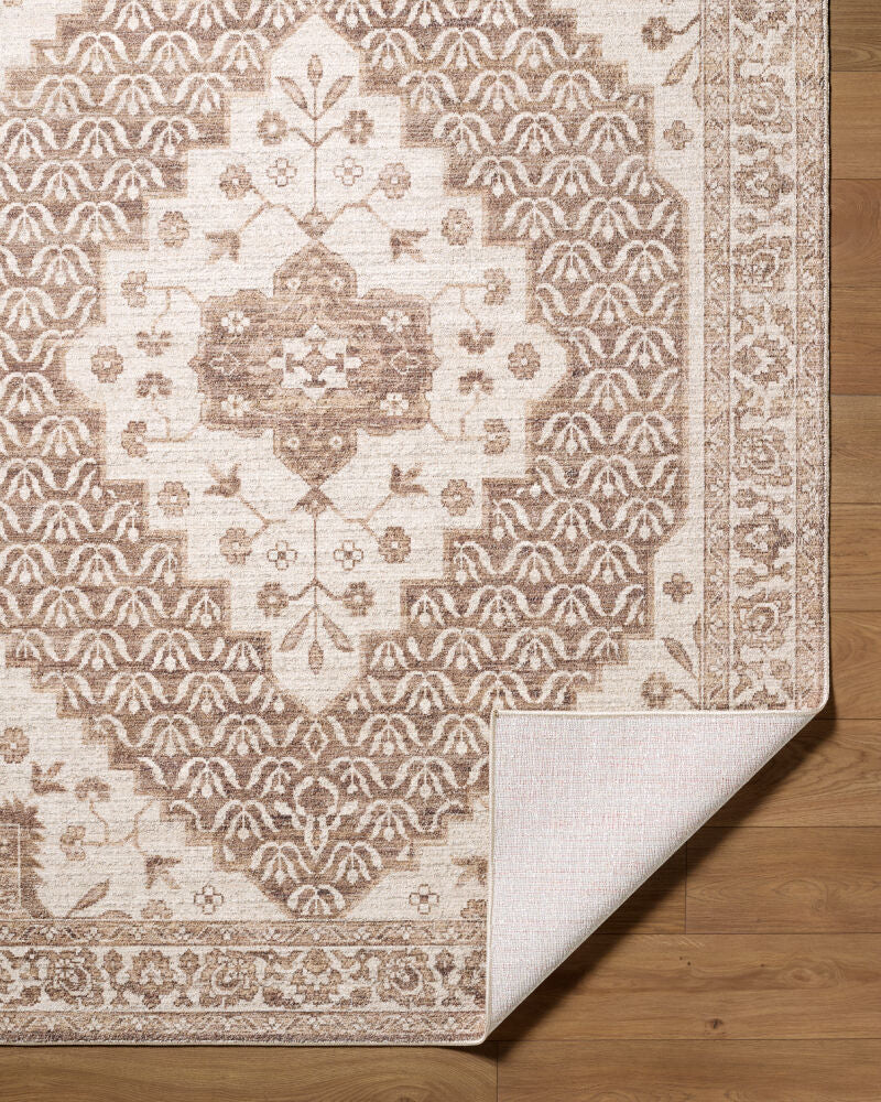 Athiyo Dark Brown/Oatmeal Machine Woven Rug - fold