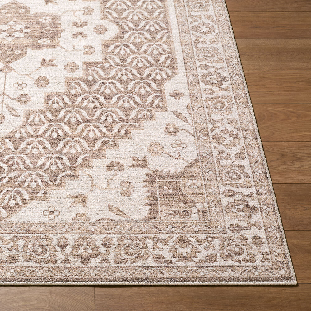 Athiyo Dark Brown/Oatmeal Machine Woven Rug - front
