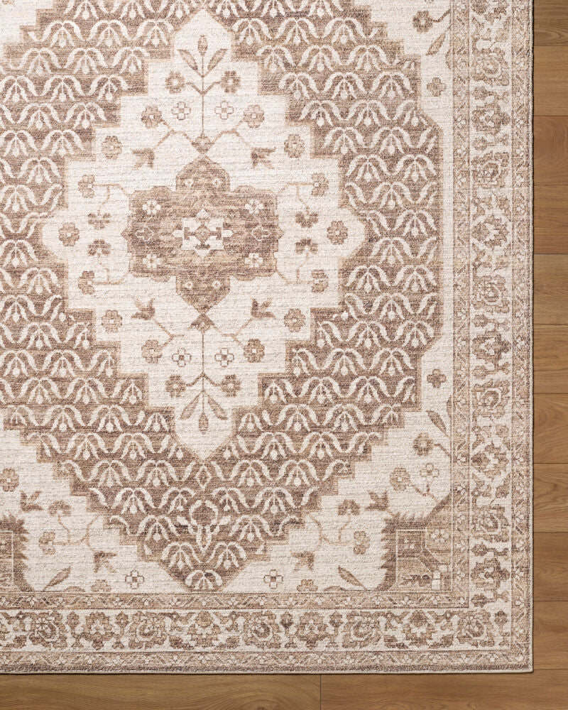 Athiyo Dark Brown/Oatmeal Machine Woven Rug - overhead