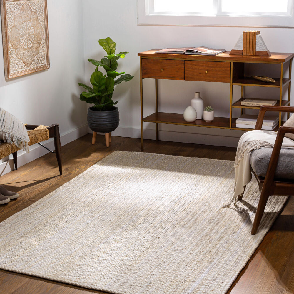 Natural Braids Cream Handmade Rug - roomscene
