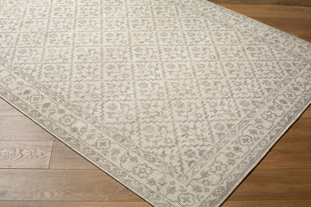 Maan Gray/Off-White Machine Woven Rug NBMA-2301 - corner