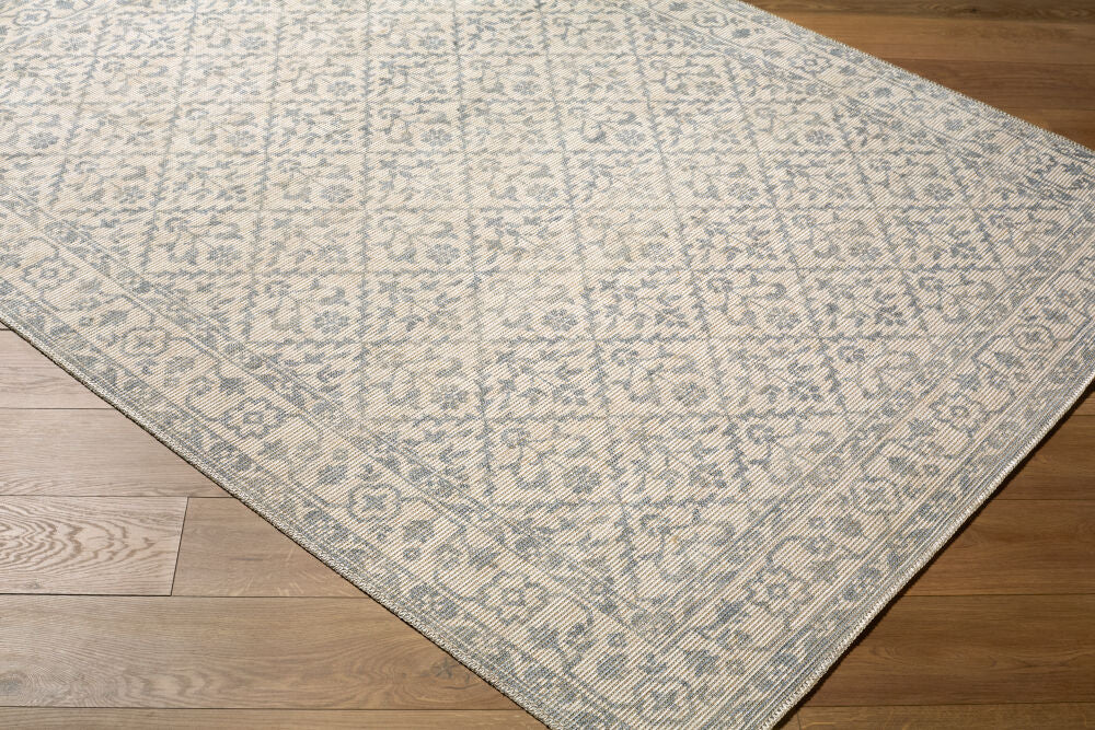 Maan Mustard/Sky Blue Machine Woven Rug NBMA-2302 - corner