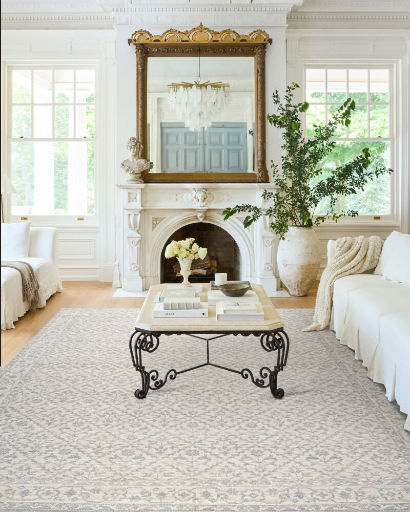 Maan Mustard/Sky Blue Machine Woven Rug NBMA-2302 - roomscene