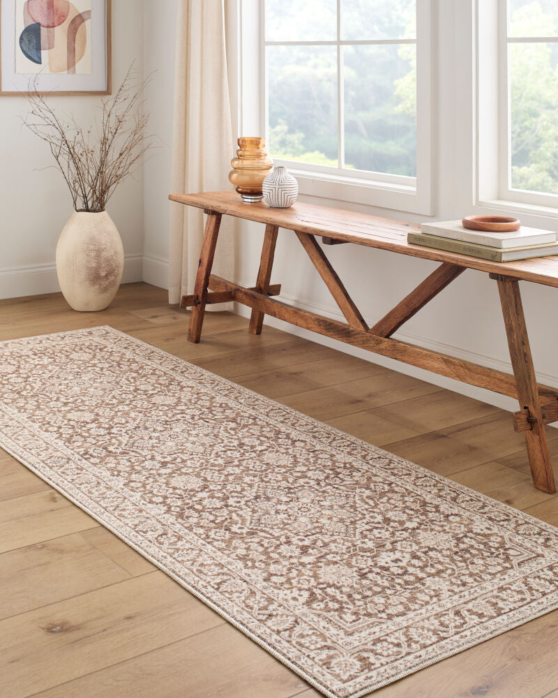 Maan Dark Brown/Oatmeal Machine Woven Rug - styleshot