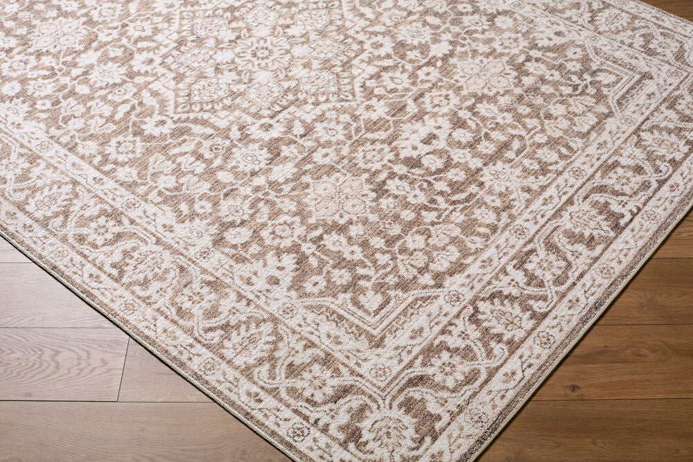 Maan Dark Brown/Oatmeal Machine Woven Rug - corner