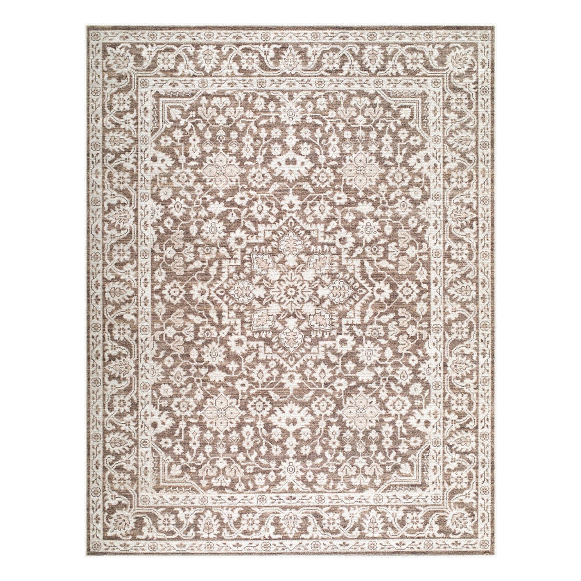 Maan Dark Brown/Oatmeal Machine Woven Rug - 1'10" x 2'11"