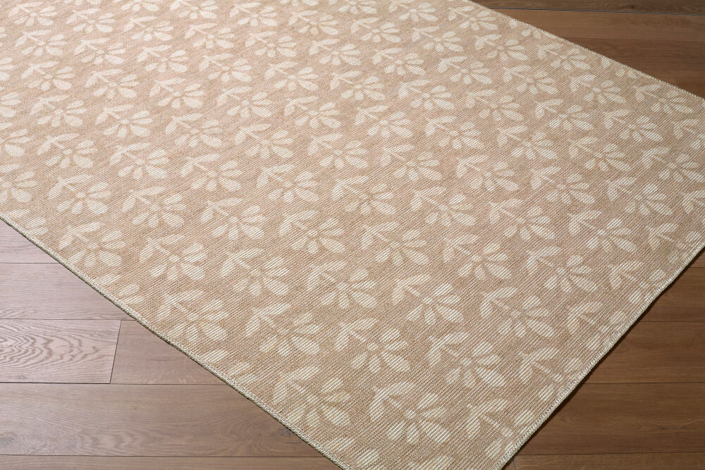 Maya Light Brown/Off-White Machine Woven Rug - corner