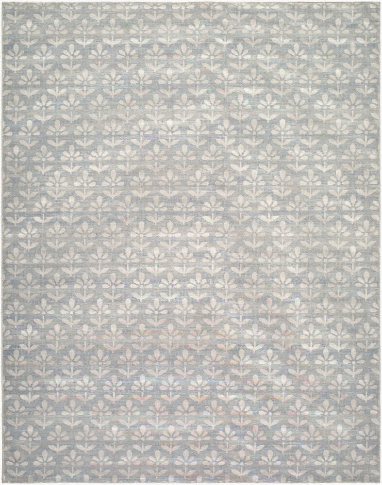 Maya Mustard/Sky Blue Machine Woven Rug - 2' x 2'11"